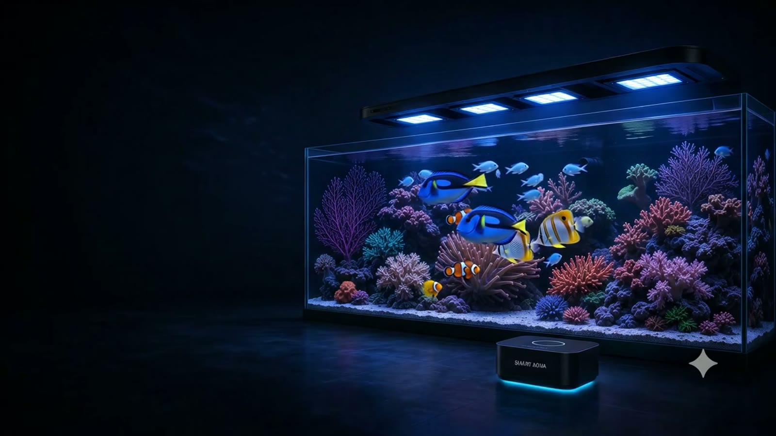 Reef aquarium controlled by SMART AQUA